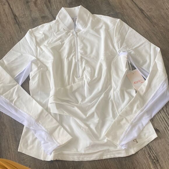 Line In The Sand Salt White Soak It Up Half Zip Rashguard with Built-in Bra NWT - Picture 3 of 7